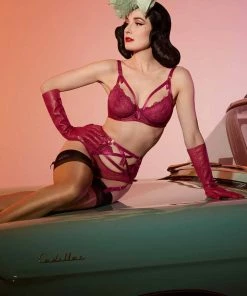 Dita Von Teese Lingerie Magenta Madame X Suspender