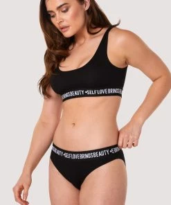 Felicity Hayward X PP Non Wired Bras Self Love Black Crop Top