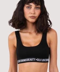 Felicity Hayward X PP Non Wired Bras Self Love Black Crop Top