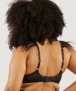 Felicity Hayward X PP Electra Black Mesh And Satin Feather Bra