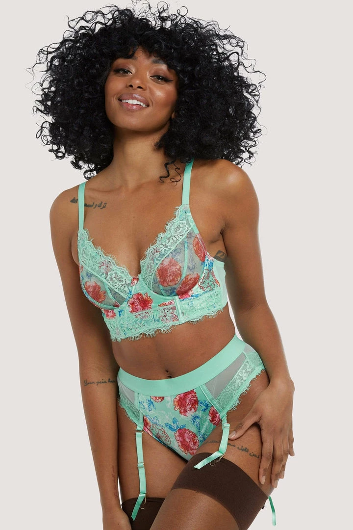 Felicity Hayward X PP Outlet Sabey Mint Floral Longline Bra 3 Felicity Hayward X PP Outlet Sabey Mint Floral Longline Bra