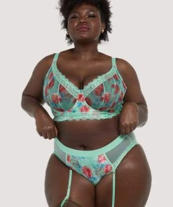 Felicity Hayward X PP Outlet Sabey Mint Floral Longline Curve Bra
