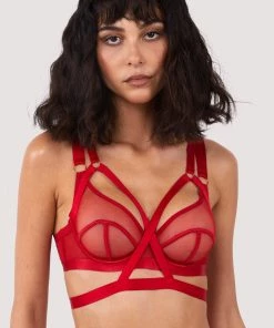 Felicity Hayward X PP Bras Mercury Red Harness Mesh Balcony Bra