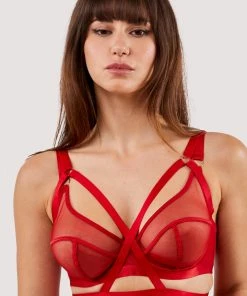 Felicity Hayward X PP Bras Mercury Red Harness Mesh Balcony Bra