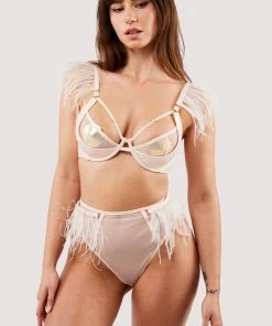 Felicity Hayward X PP Phoenix Blush Mesh And Satin Feather Bra Open Cup Bras 24 Felicity Hayward X PP Phoenix Blush Mesh And Satin Feather Bra Open Cup Bras