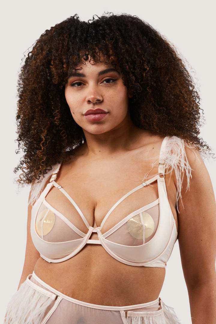 Felicity Hayward X PP Phoenix Blush Mesh And Satin Feather Bra Open Cup Bras 12 Felicity Hayward X PP Phoenix Blush Mesh And Satin Feather Bra Open Cup Bras