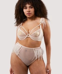 Felicity Hayward X PP Phoenix Blush Mesh And Satin Feather Bra Open Cup Bras 26 Felicity Hayward X PP Phoenix Blush Mesh And Satin Feather Bra Open Cup Bras