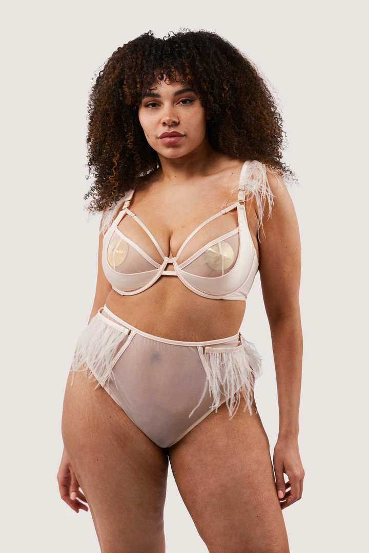 Felicity Hayward X PP Phoenix Blush Mesh And Satin Feather Bra Open Cup Bras 13 Felicity Hayward X PP Phoenix Blush Mesh And Satin Feather Bra Open Cup Bras