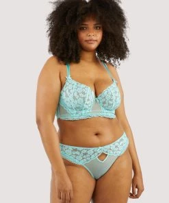 Felicity Hayward X PP Vega Aqua Lace And Frill Longline Bra DD+ Bras