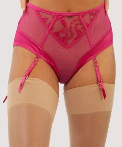 Felicity Hayward X PP Lyra Pink Embroidered High Waisted Suspender Brief