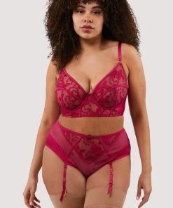 Felicity Hayward X PP Lyra Pink Embroidered High Waisted Suspender Brief