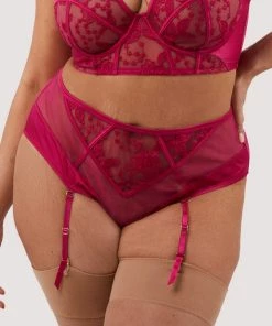 Felicity Hayward X PP Lyra Pink Embroidered High Waisted Suspender Brief