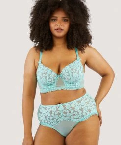 Felicity Hayward X PP Vega Aqua Lace And Frill Open Back High Waisted Briefs