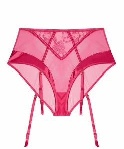 Felicity Hayward X PP Lyra Pink Embroidered High Waisted Suspender Brief