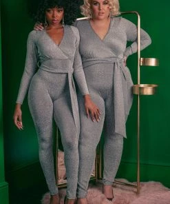 Felicity Hayward X PP Nightwear Farouz Silver Disco Jumpsuit