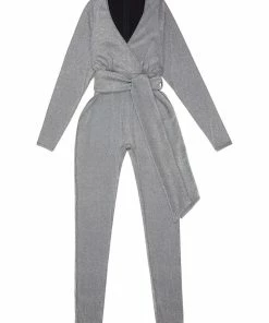 Felicity Hayward X PP Farouz Silver Disco Jumpsuit Curve