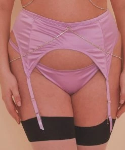 Felicity Hayward X PP Knox Chain Satin Suspender Lilac Curve Outlet