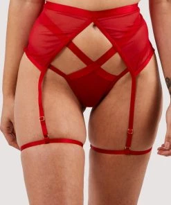 Felicity Hayward X PP Suspenders Mercury Red Mesh Harness Suspender