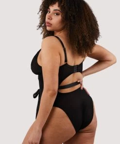 FFFB X Playful Promises Bodies Athena Black Lace And Mesh Bow Body