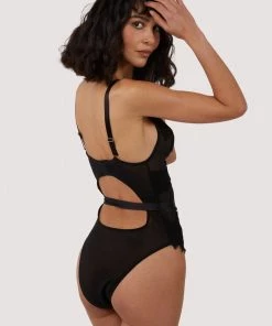 FFFB X Playful Promises Bodies Athena Black Lace And Mesh Bow Body
