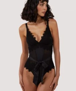 FFFB X Playful Promises Bodies Athena Black Lace And Mesh Bow Body