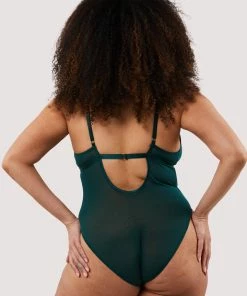 FFFB X Playful Promises Bodies Gaia Forest Green Lace And Mesh Body