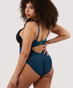 FFFB X Playful Promises Bodies Persephone Teal And Black Wired Lace Body