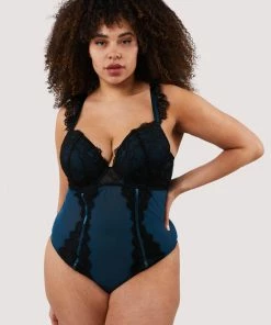 FFFB X Playful Promises Bodies Persephone Teal And Black Wired Lace Body