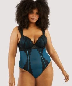 FFFB X Playful Promises Bodies Persephone Teal And Black Wired Lace Body