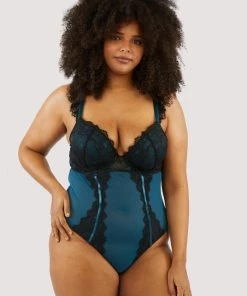 FFFB X Playful Promises Bodies Persephone Teal And Black Wired Lace Body