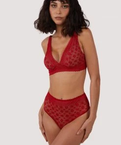 FFFB X Playful Promises Maia Red High Waisted Lace Thong