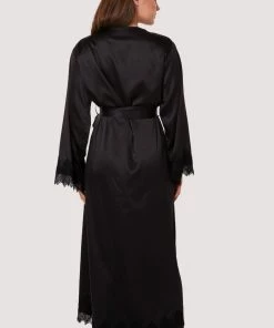 FFFB X Playful Promises Enyo Black Applique Lace & Satin Robe