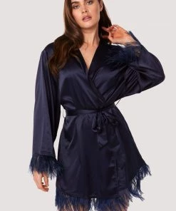 FFFB X Playful Promises Iris Teal Feather Kimono Nightwear