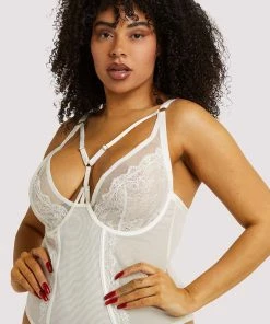 Playful Promises Curve Exclusive White Leslie Bodysuit Bodies