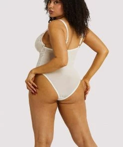Playful Promises Curve Exclusive White Leslie Bodysuit Bodies