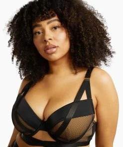 Playful Promises Curve Exclusive Brooklyn Fishnet Strappy Bra Outlet