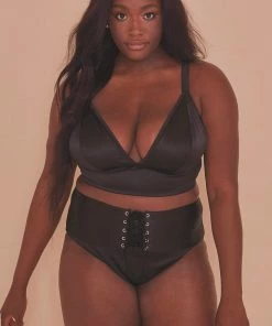 Playful Promises Curve Exclusive Eagan Black Satin Bralette