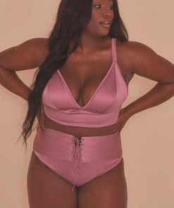 Playful Promises Curve Exclusive Outlet Eagan Blush Satin Bralette