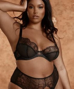 Playful Promises Curve Exclusive Khloe Black Floral Bra Outlet