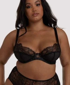 Playful Promises Curve Exclusive Khloe Black Floral Bra Outlet