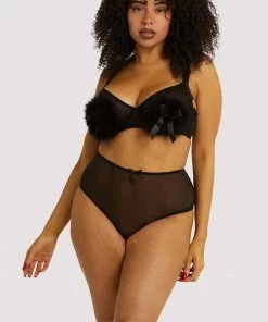Playful Promises Curve Exclusive Marina Black Feather Bra Outlet