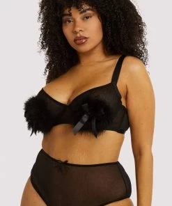 Playful Promises Curve Exclusive Marina Black Feather Bra Outlet