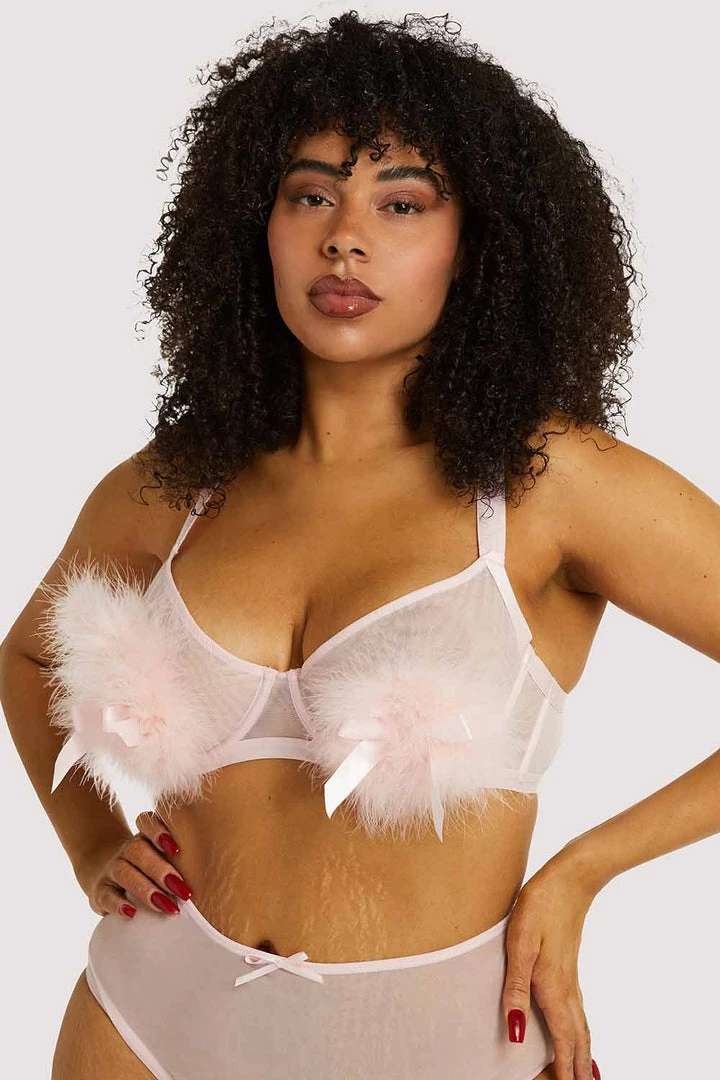 Playful Promises Curve Exclusive Marina Pink Feather Bra 3 Playful Promises Curve Exclusive Marina Pink Feather Bra