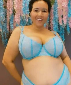 Playful Promises Curve Exclusive Peyton Blue Embroidery Bra Outlet