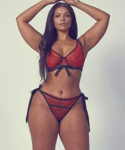 Playful Promises Curve Exclusive Acacia Lace Tie Sides Brief With Bow