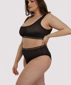 Playful Promises Curve Exclusive Outlet Chelsea Black Mesh Highwaist Brief