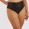 Playful Promises Curve Exclusive Eagan Black Satin High Waist Knicker