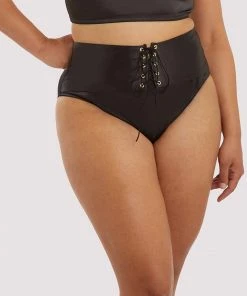 Playful Promises Curve Exclusive Eagan Black Satin High Waist Knicker