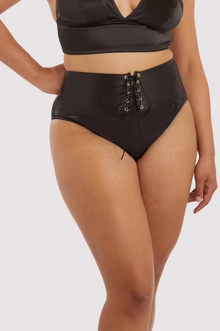 Playful Promises Curve Exclusive Eagan Black Satin High Waist Knicker 3 Playful Promises Curve Exclusive Eagan Black Satin High Waist Knicker