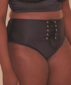 Playful Promises Curve Exclusive Eagan Black Satin High Waist Knicker 13 Playful Promises Curve Exclusive Eagan Black Satin High Waist Knicker